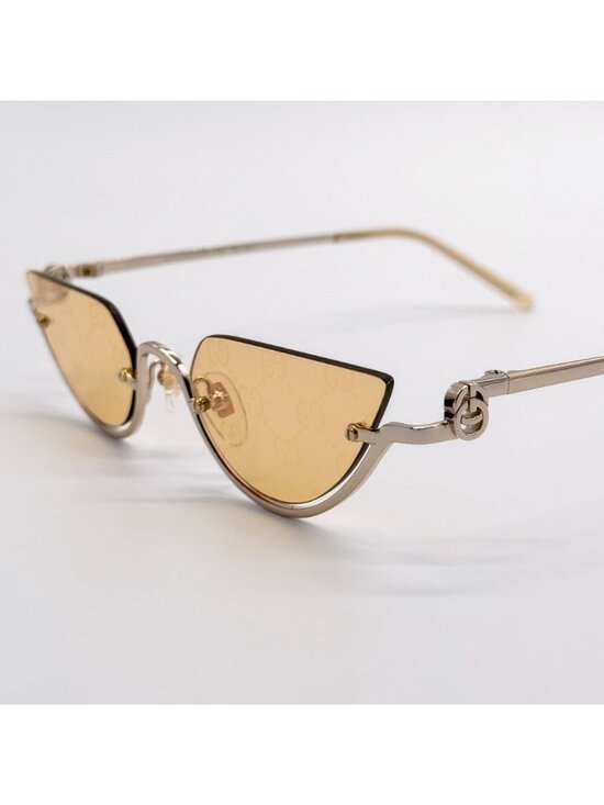 New Gucci Yellow Gold Cat Eye Women Sunglasses GG1603S 004